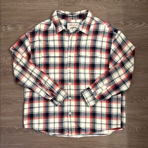 Casual Orange and Blue Plaid Shirt